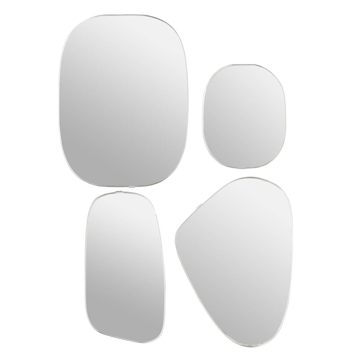 Lot de 4 miroirs muraux formes organiques ROMAN argent, ATMOSPHERA