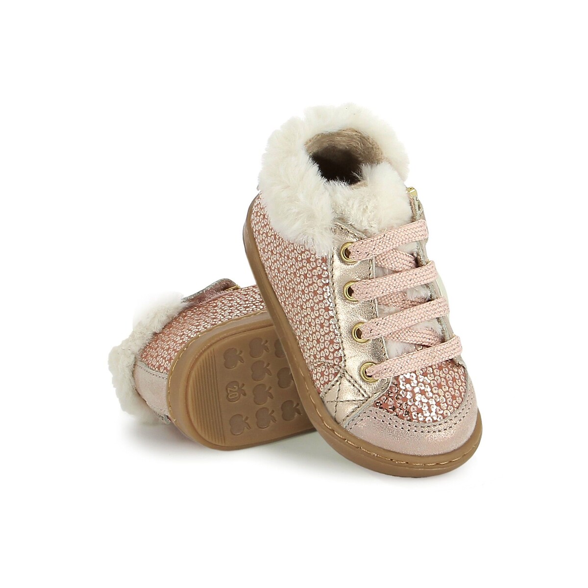 Baskets zippées et fourrées BOUBA BI ZIP rose, SHOO POM