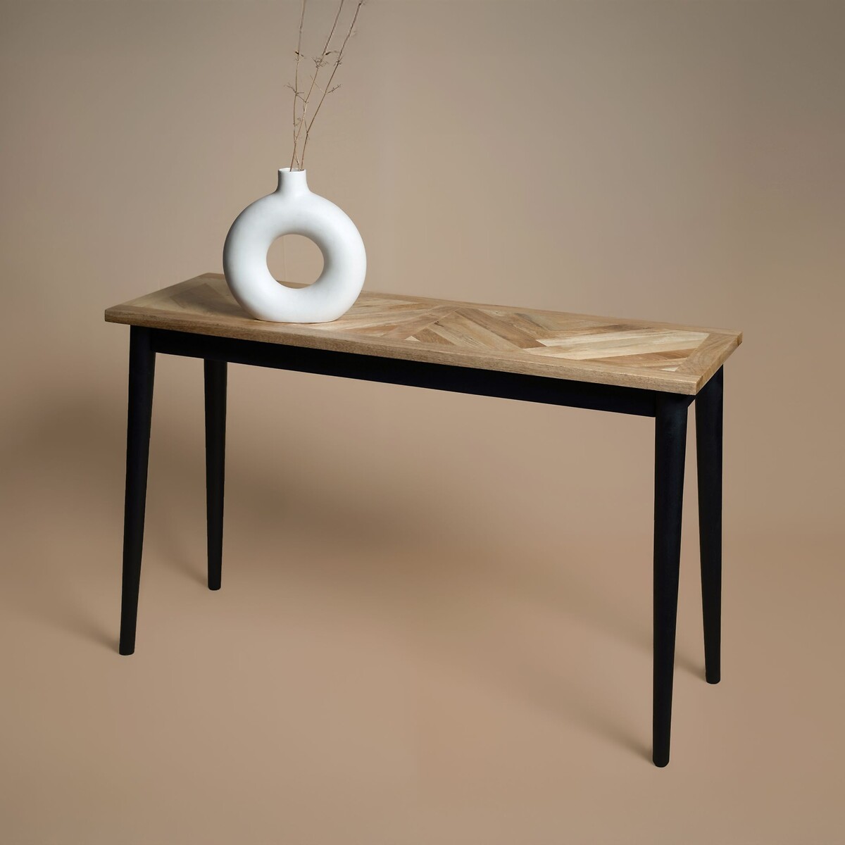 Beau Herringbone Parquet Mango Wood Console Table wood, ÉDITÉ