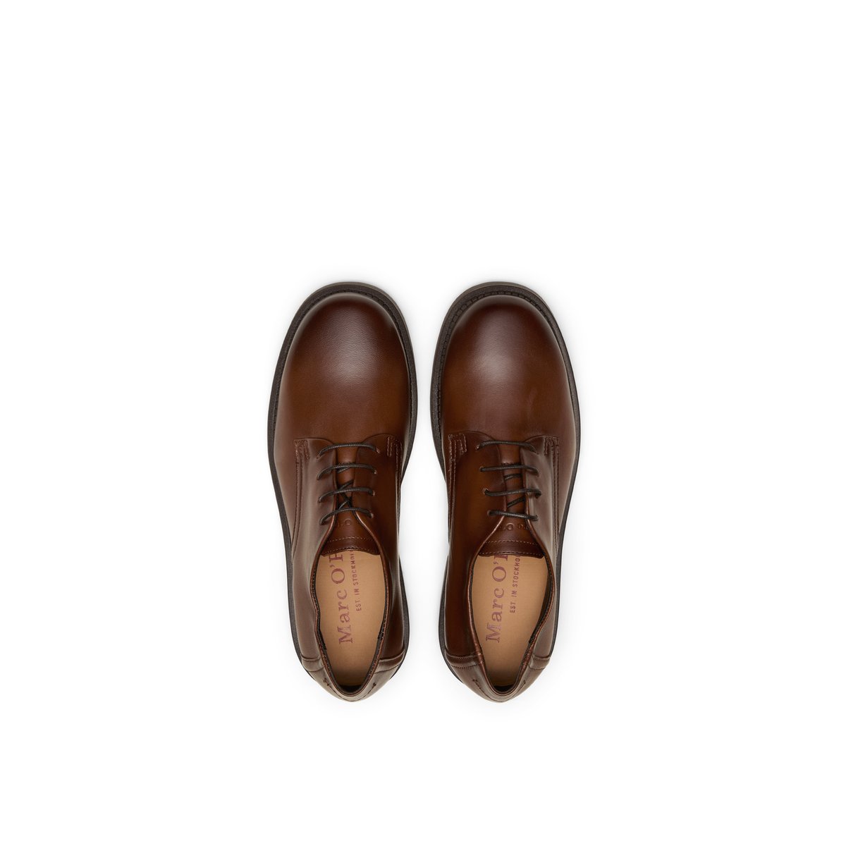 Chaussures à lacets, modèle Erin en cuir de vachette de qualité supérieure cognac, MARC O'POLO