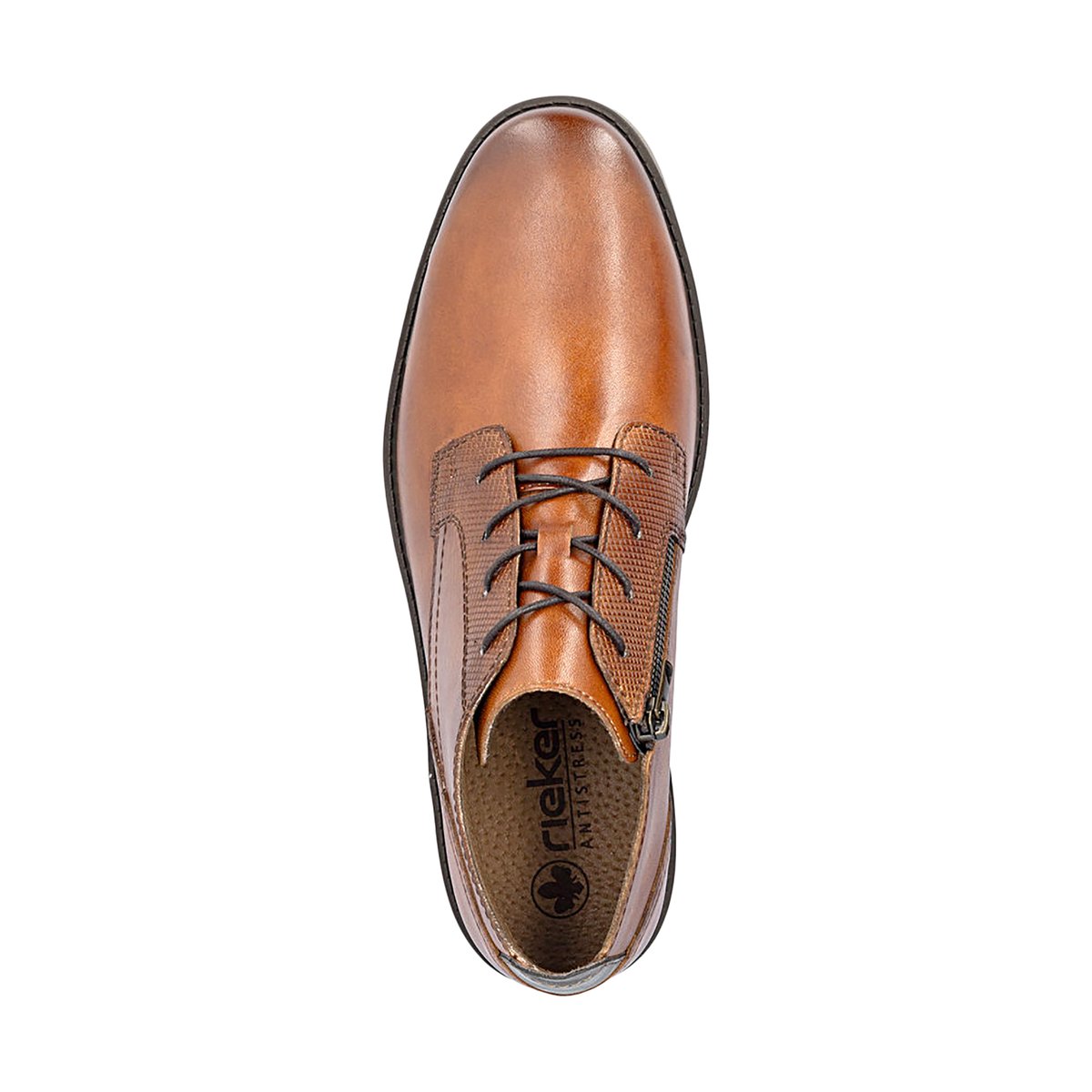 Derbies en cuir cognac pourvues d'une semelle à talon plat et de lacets brun, RIEKER