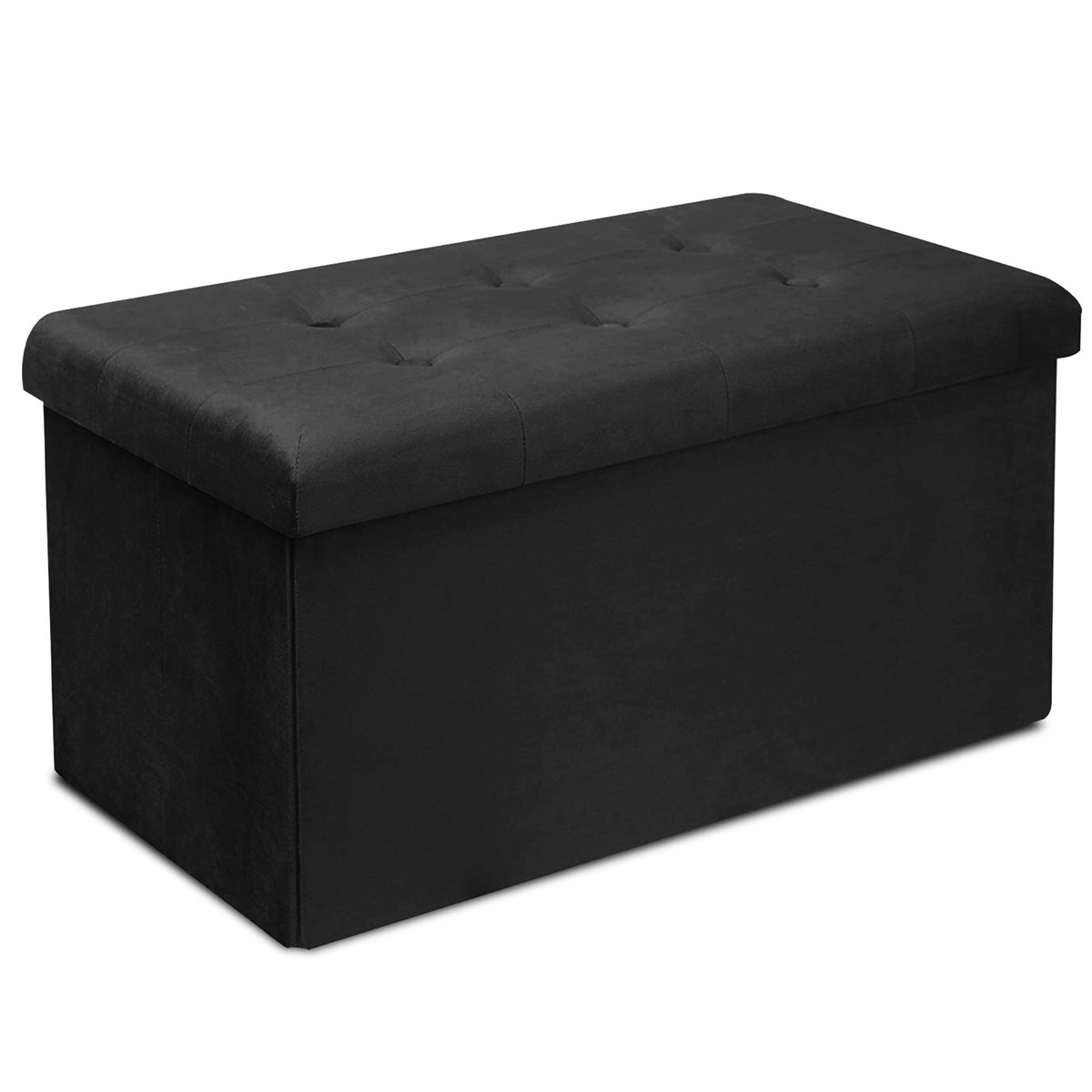Banquette coffre de rangement velours noir 76x38x38cm noir, WADIGA