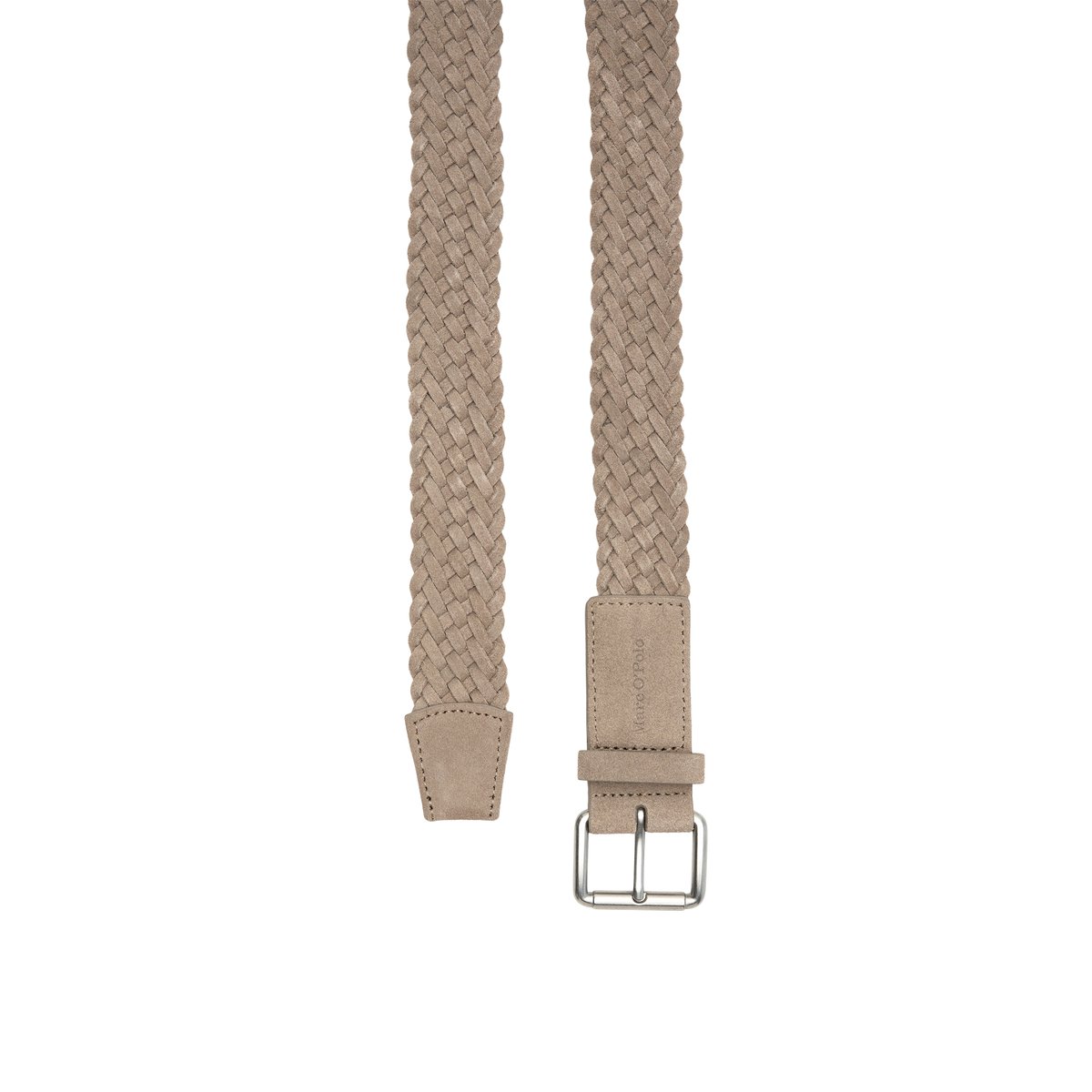 Ceinture tressée en cuir velours doux beige, MARC O'POLO