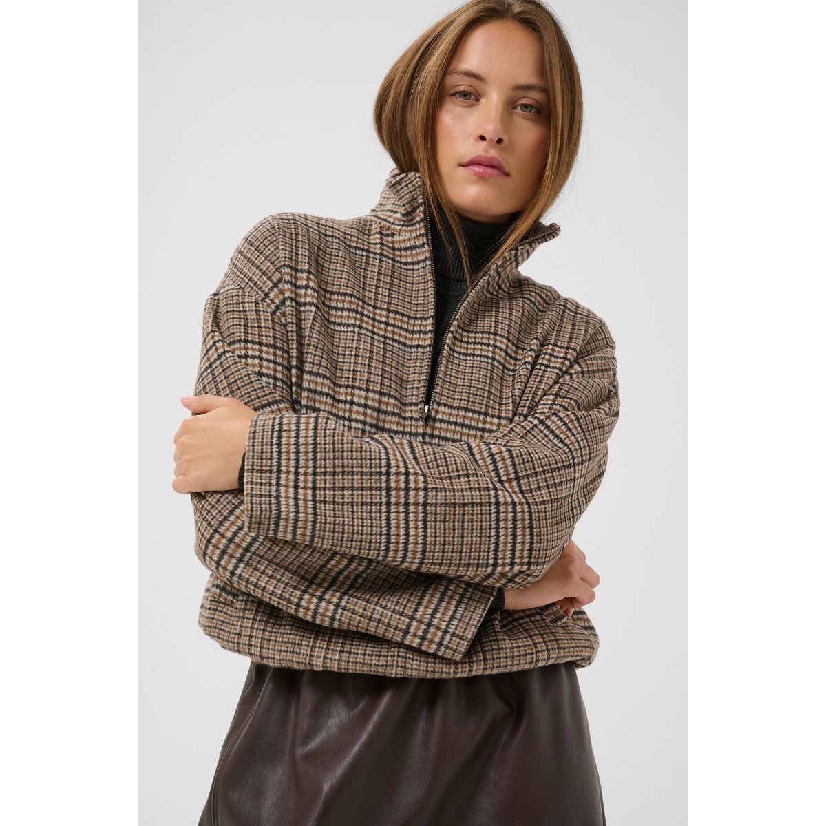 Manteau marron toffee check, CULTURE