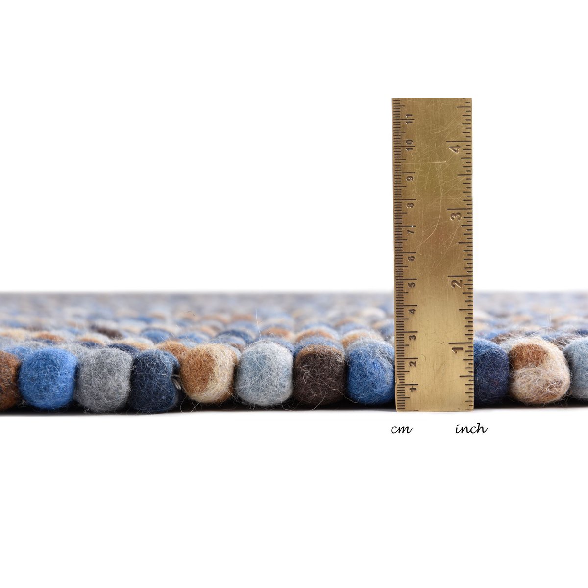 Tapis salon Pixel laine feutrée balles rondes bleu multicolore, THEKO