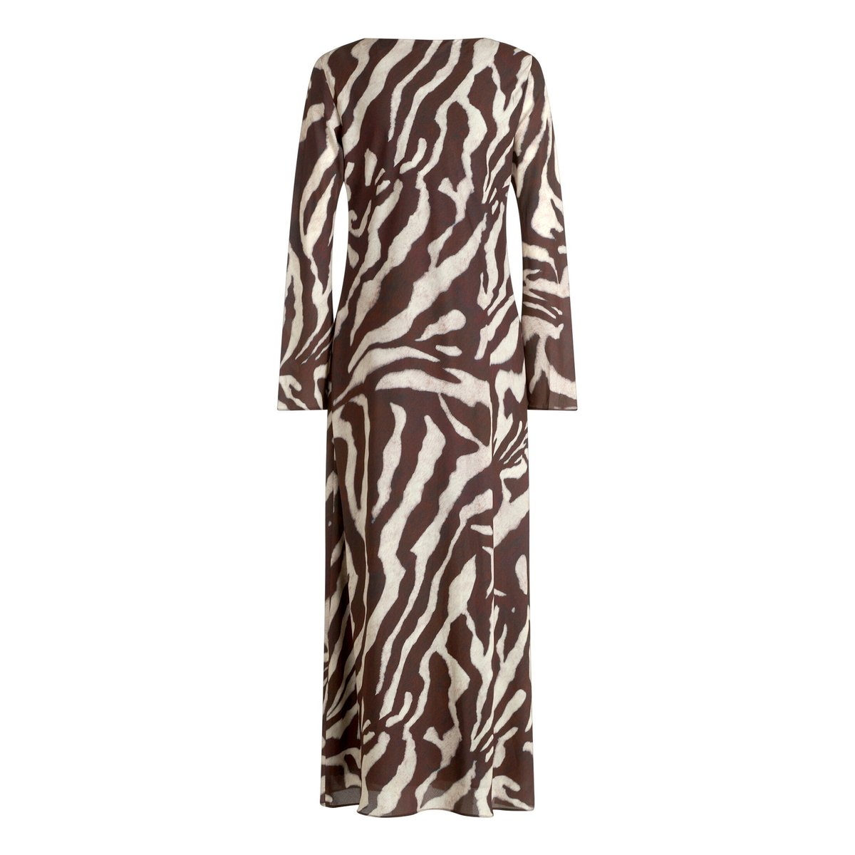 Robe longueur midi à manches longues blanc/marron, CARTOON