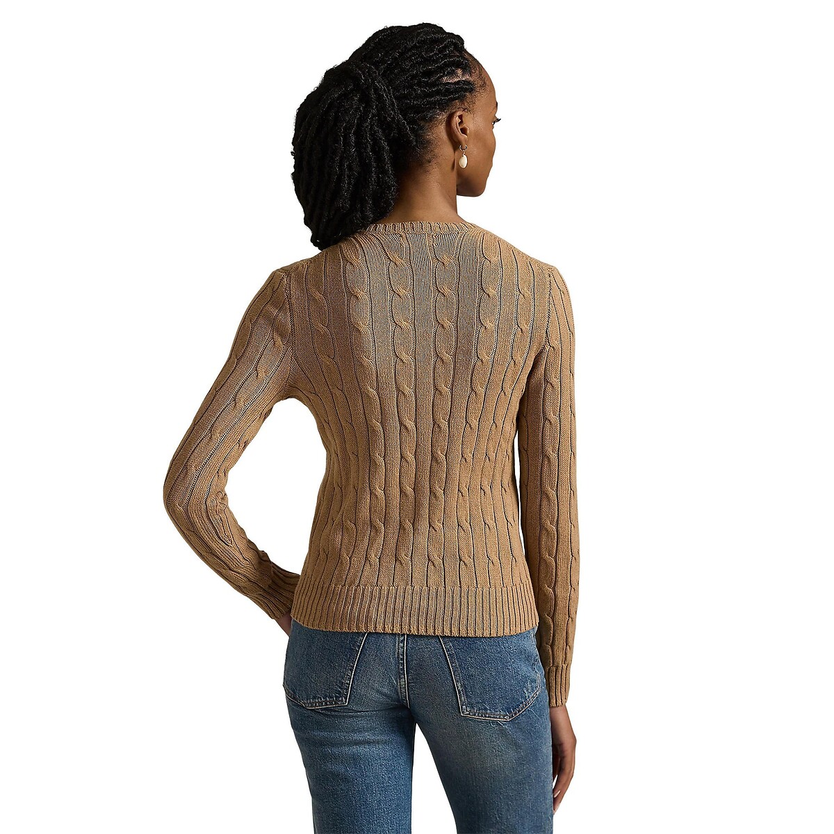 Cable Knit Long Sleeve Crew Neck Jumper camel, POLO RALPH LAUREN