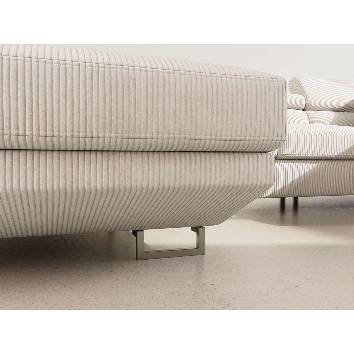 Canapé panoramique convertible velours côtelé, BAOJI beige, BEST MOBILIER