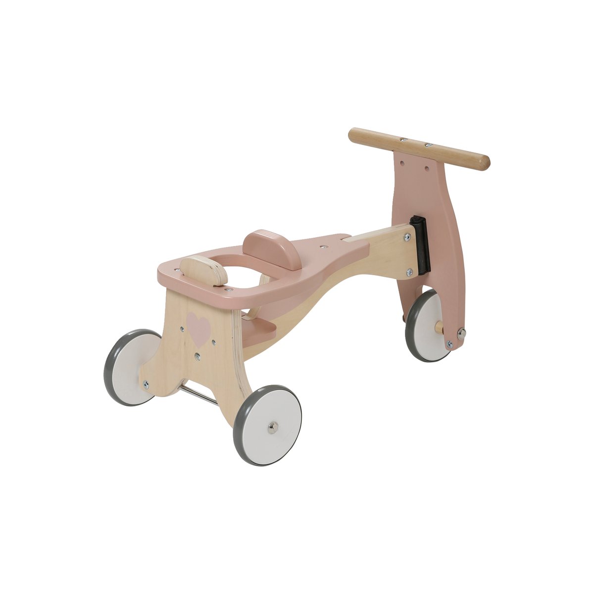 Porteur + siège poupon en bois beige moyen uni avec decor, VERTBAUDET