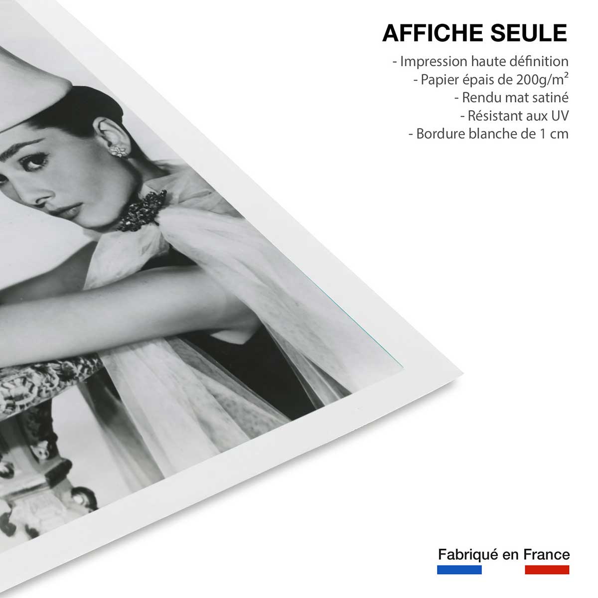 Affiche de film avec Audrey Hepburn affiche seule, HEXOA
