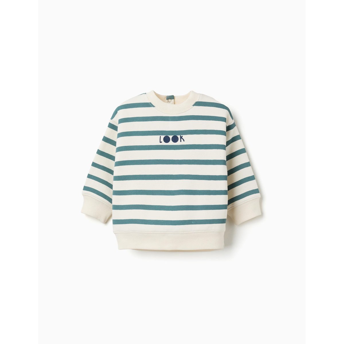 Sweat en coton peigné à rayures et imprimé vert clair, ZIPPY
