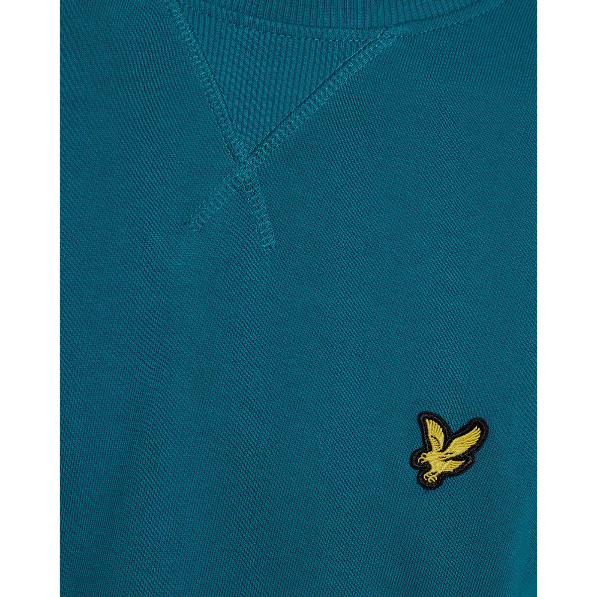 Sweat-shirt col rond en coton bleu lagon, LYLE & SCOTT