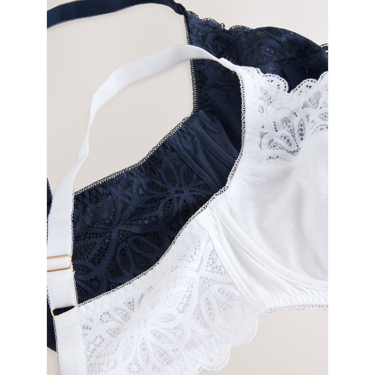 Soutien-gorge modal et dentelle dd+, lot de 2 bleu marine / blanc, NEXT
