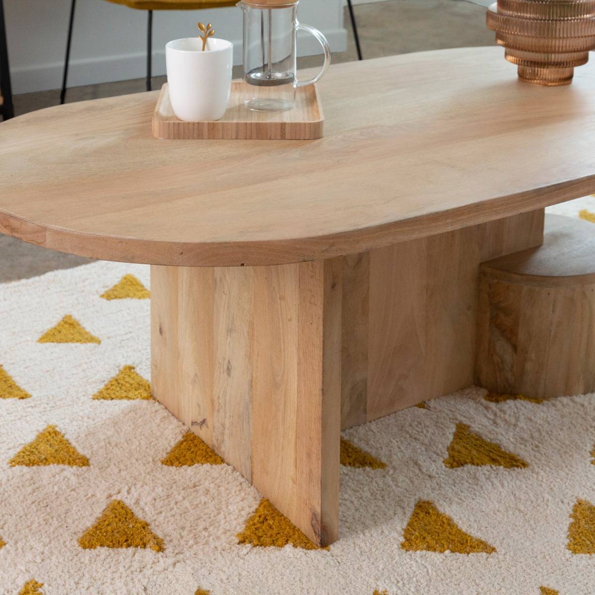 Table basse en bois de manguier EDOUARD bois clair, MADE IN MEUBLES 