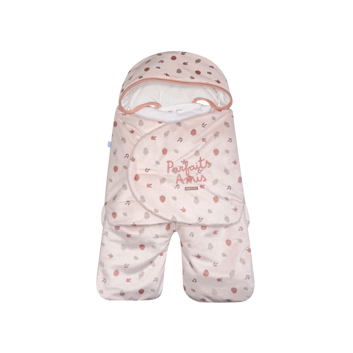 Nid de naissance micheline velours doux avec jambe securite auto rose, SUCRE D'ORGE