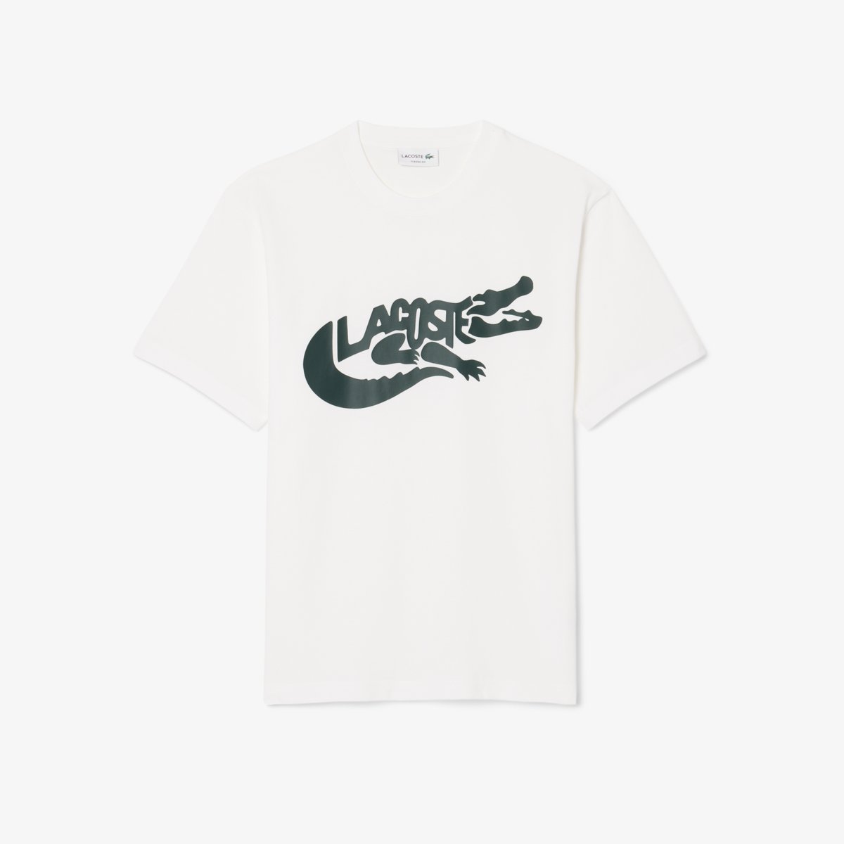 T-shirt coton imprimé classic fit blanc-001, LACOSTE