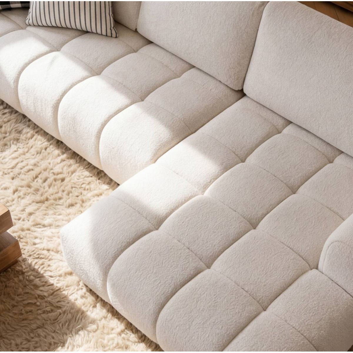 Canapé en tissu SYREL beige, MADE IN MEUBLES 
