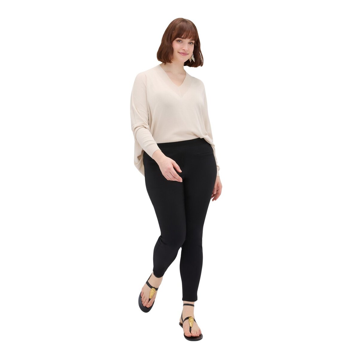 Pantalon Jeggings avec taille élastiquée noir, FIORELLA RUBINO