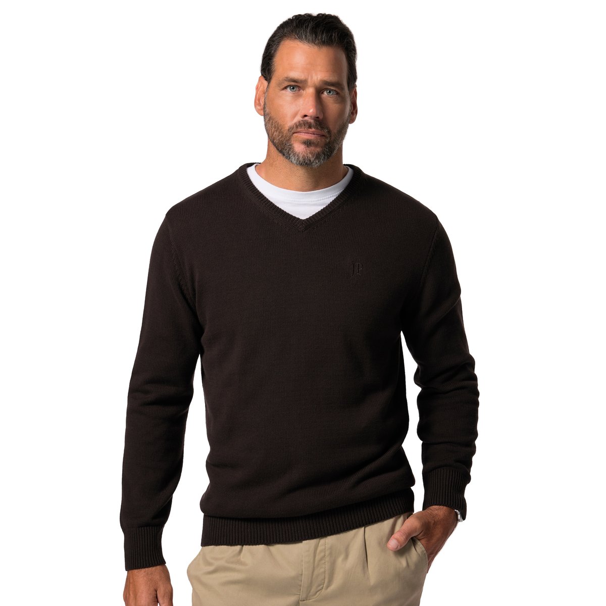 Pull Basic à col V nuit noire, JP1880
