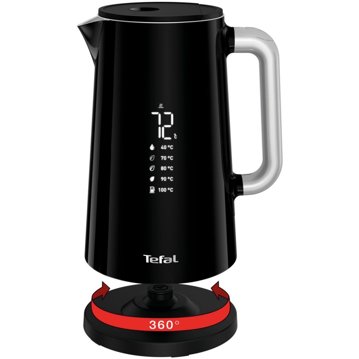 Bouilloire à température réglable KO850810 écran digital sélection temp noir, TEFAL