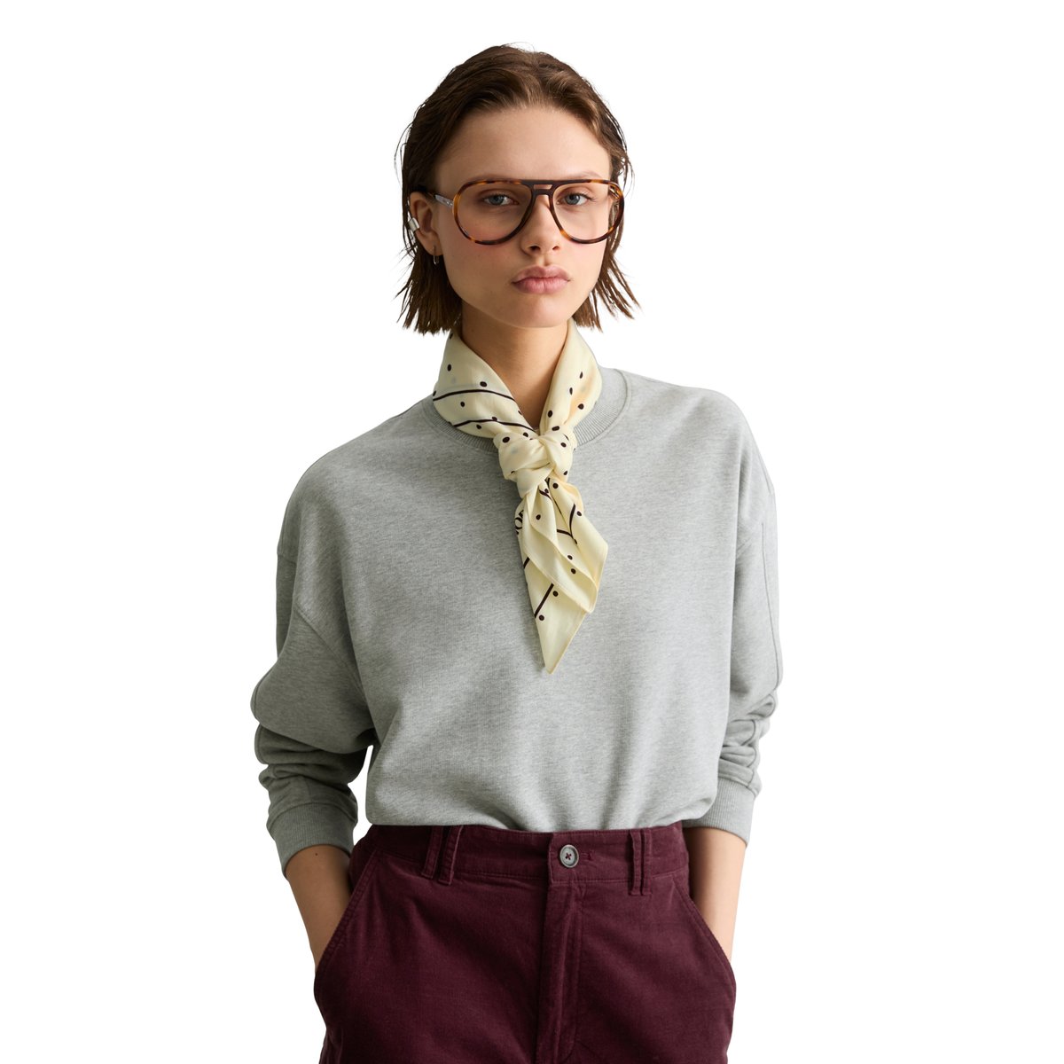 Foulard à motifs en sergé de viscose jaune clair, MARC O’POLO DENIM