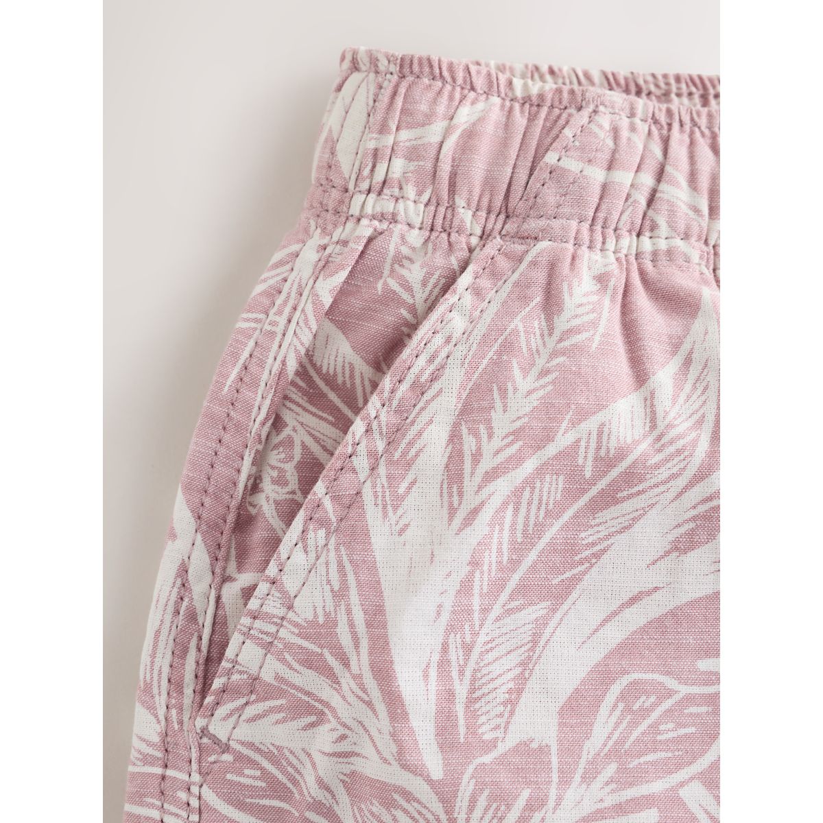 Short à taille hybride imprimé feuilles roses, NEXT