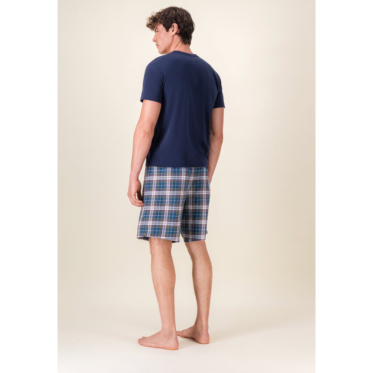 Ensemble pyjama haut et short en coton FORMIDABLEJACOB marine tartan canard, LE SLIP FRANCAIS