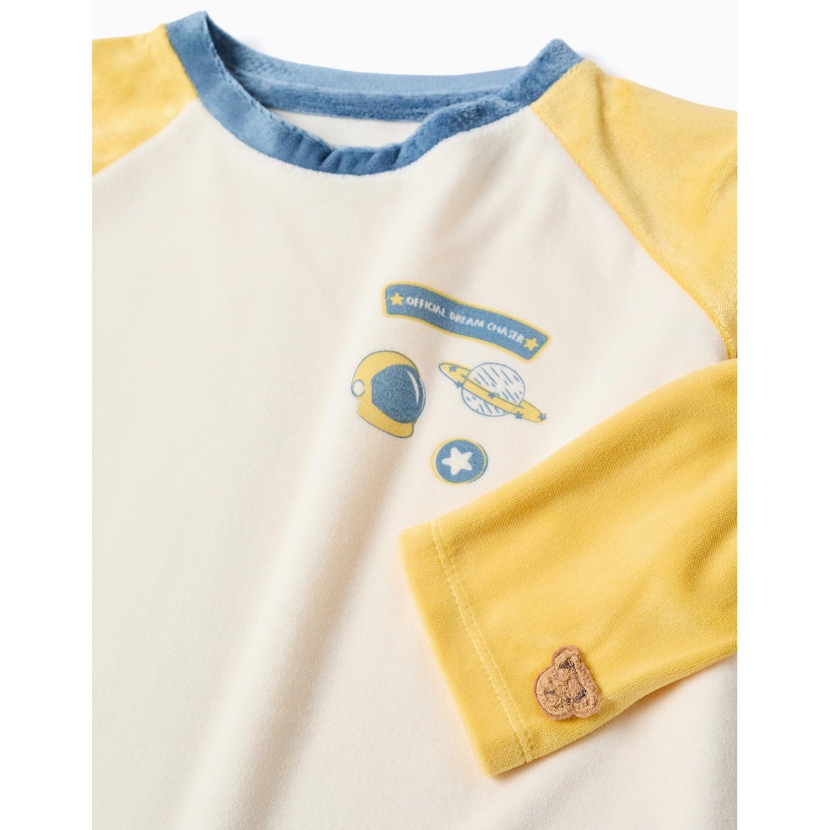 Pyjama en velours avec motif espace jaune clair, ZIPPY