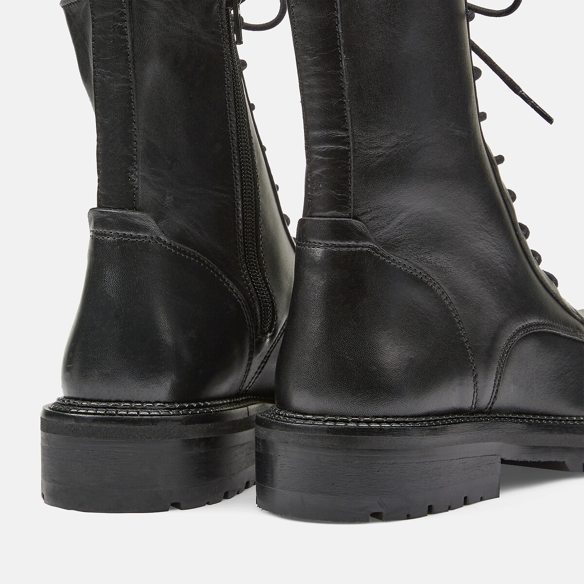 Stivaletti con lacci in pelle nero , LA REDOUTE COLLECTIONS