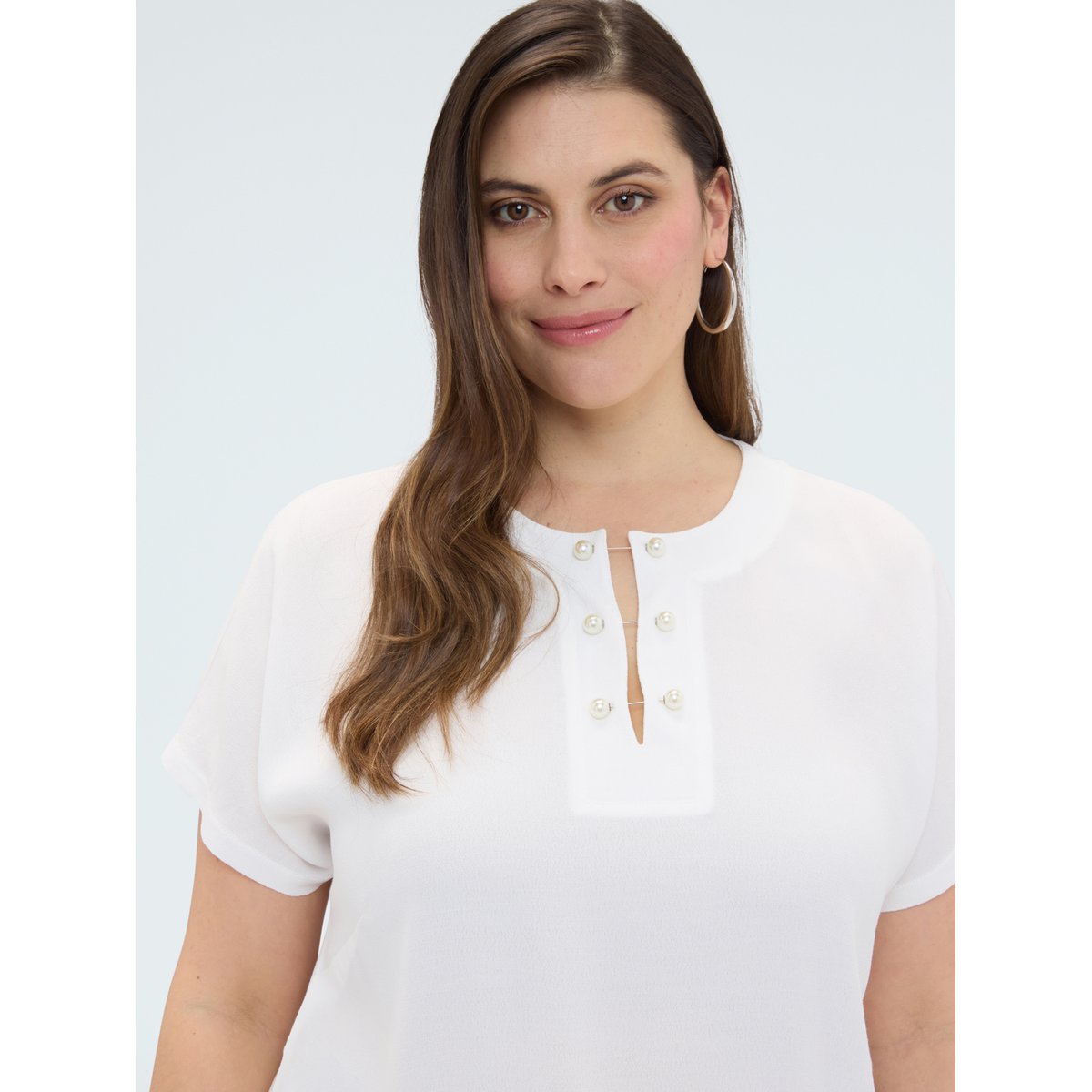 T-shirt avec détail perles blanc, FIORELLA RUBINO