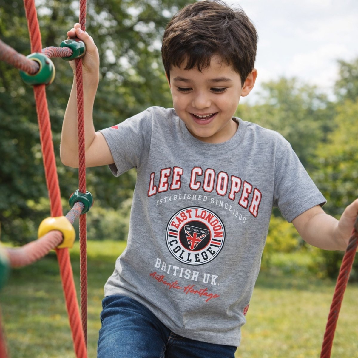 T-shirt manches courtes imprimé, col rond SURF CLUB gris, LEE COOPER