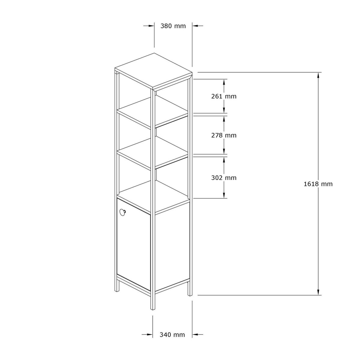 Colonne salle de bains effet chêne 1 porte 3 étagères JENA bois naturel, PIER IMPORT