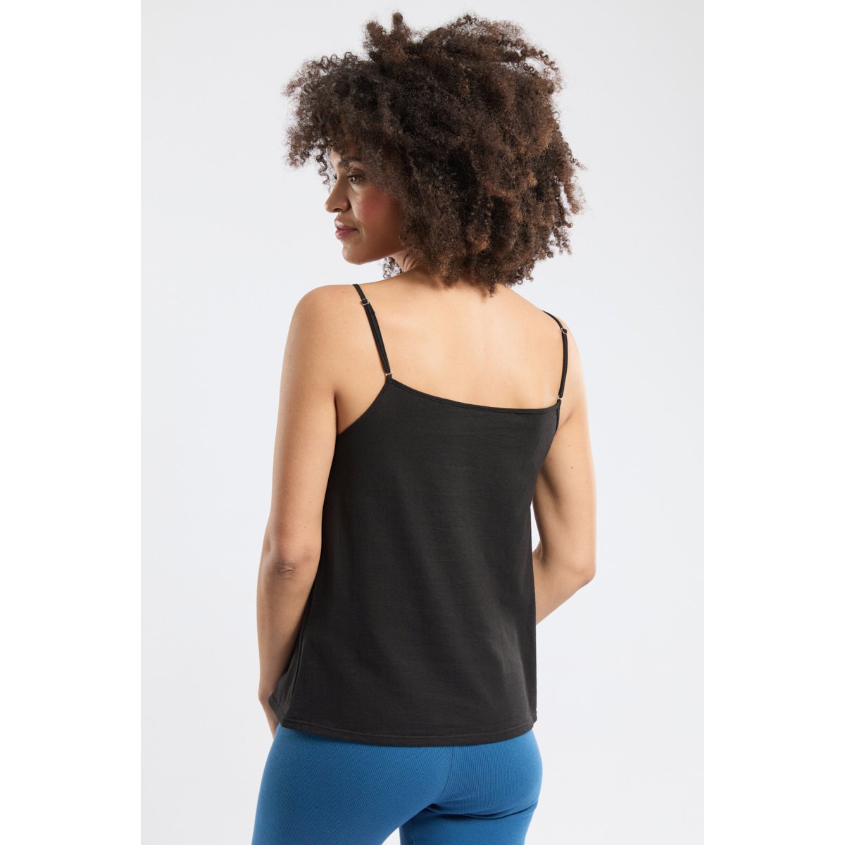 Caraco col V avec dentelle en coton léger bio noir intense, ARMOR-LUX