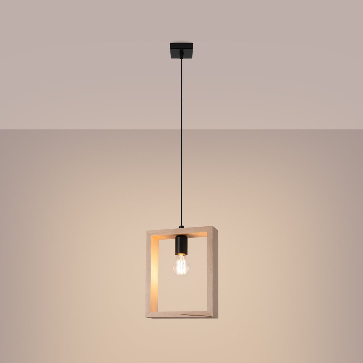 Suspension Acier Bois Naturel E27 1 Aries marron, EDEN