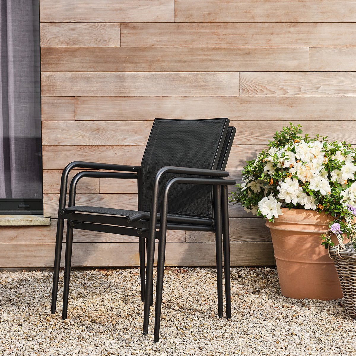 Fauteuil de jardin en aluminium et textilène noir BASALT noir, BERAH GETAH
