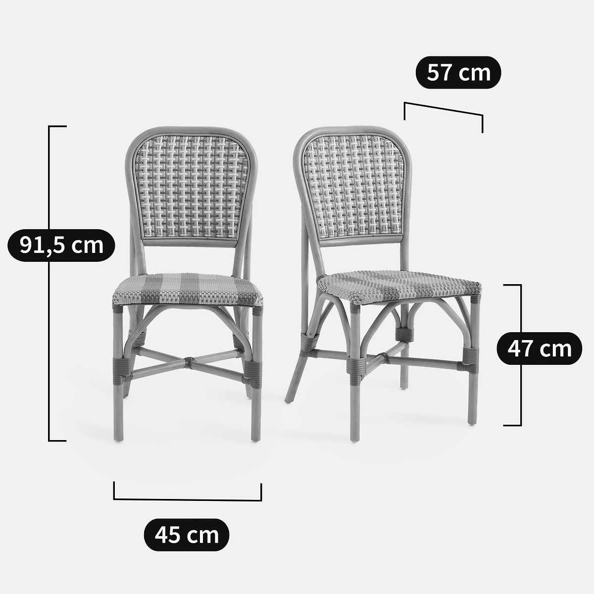 Set van 2 stoelen, van rotan en gevlochten kunsthars, MUSETTE multicolor blauw, LA REDOUTE INTERIEURS