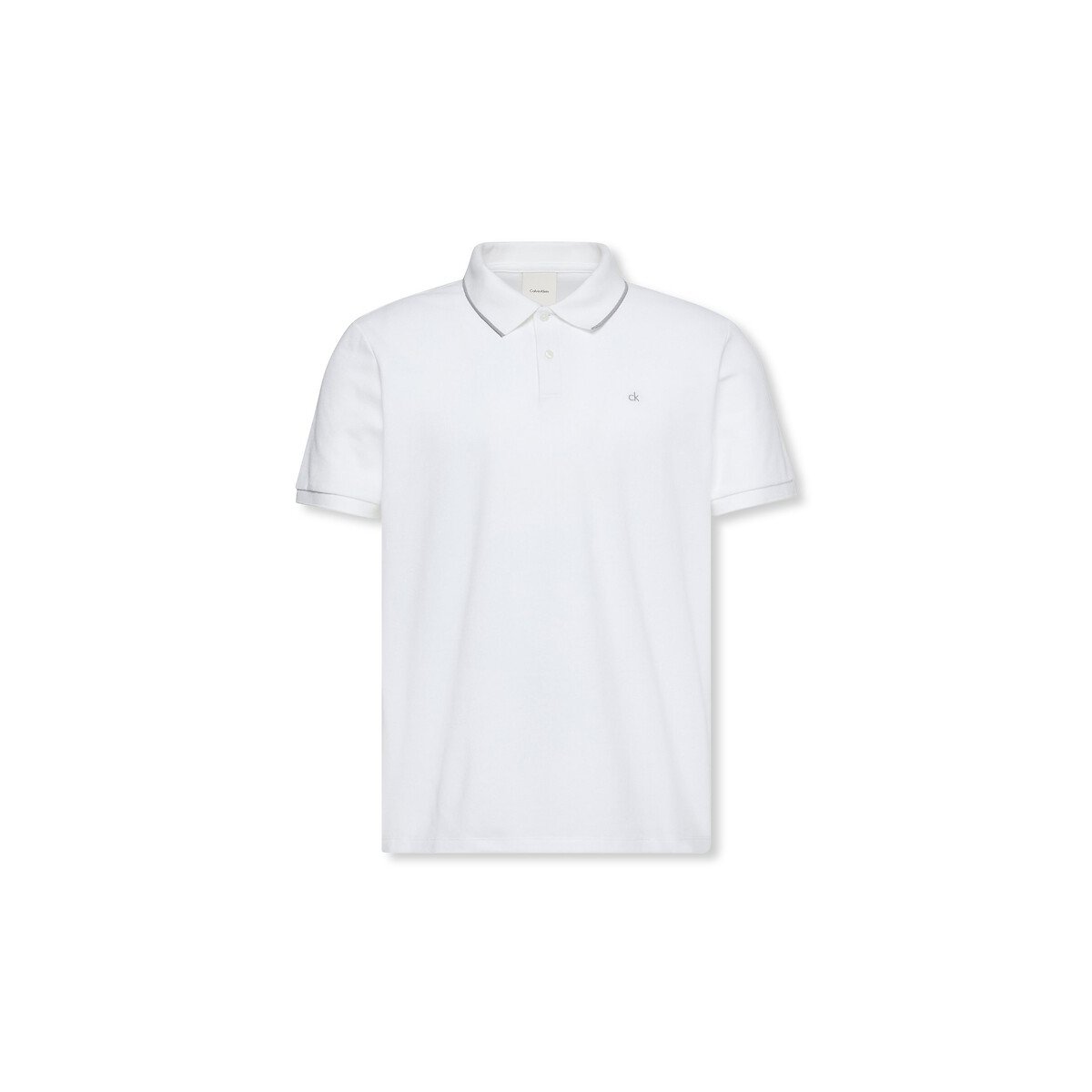 Polo manches courtes maille piquée blanc, CALVIN KLEIN