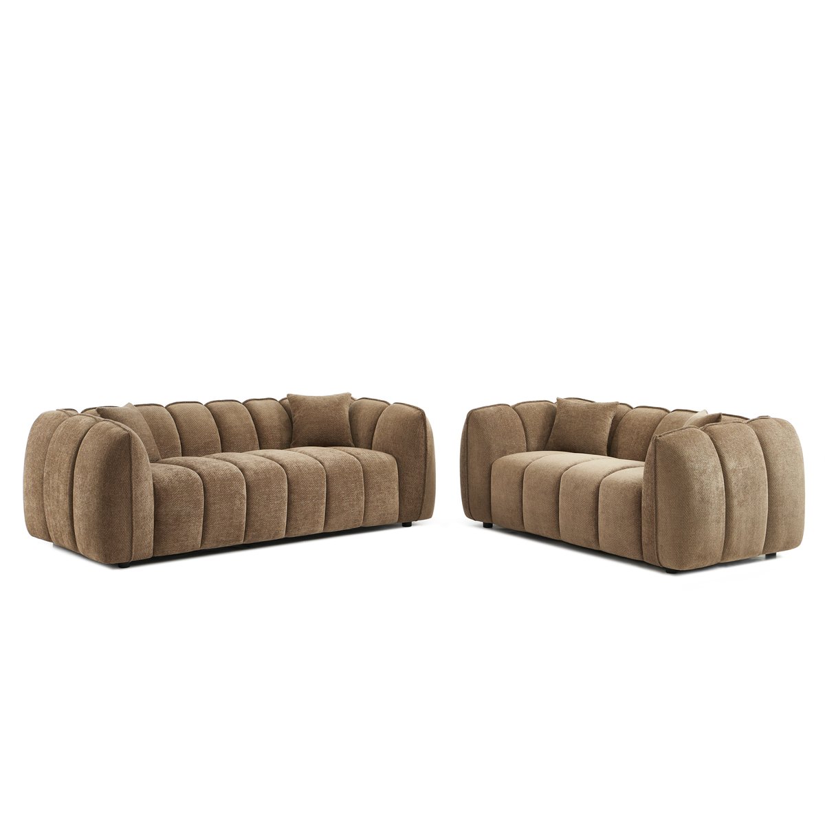 Ensemble canapés droits 3+2 en tissu MATILDA marron, SORELH
