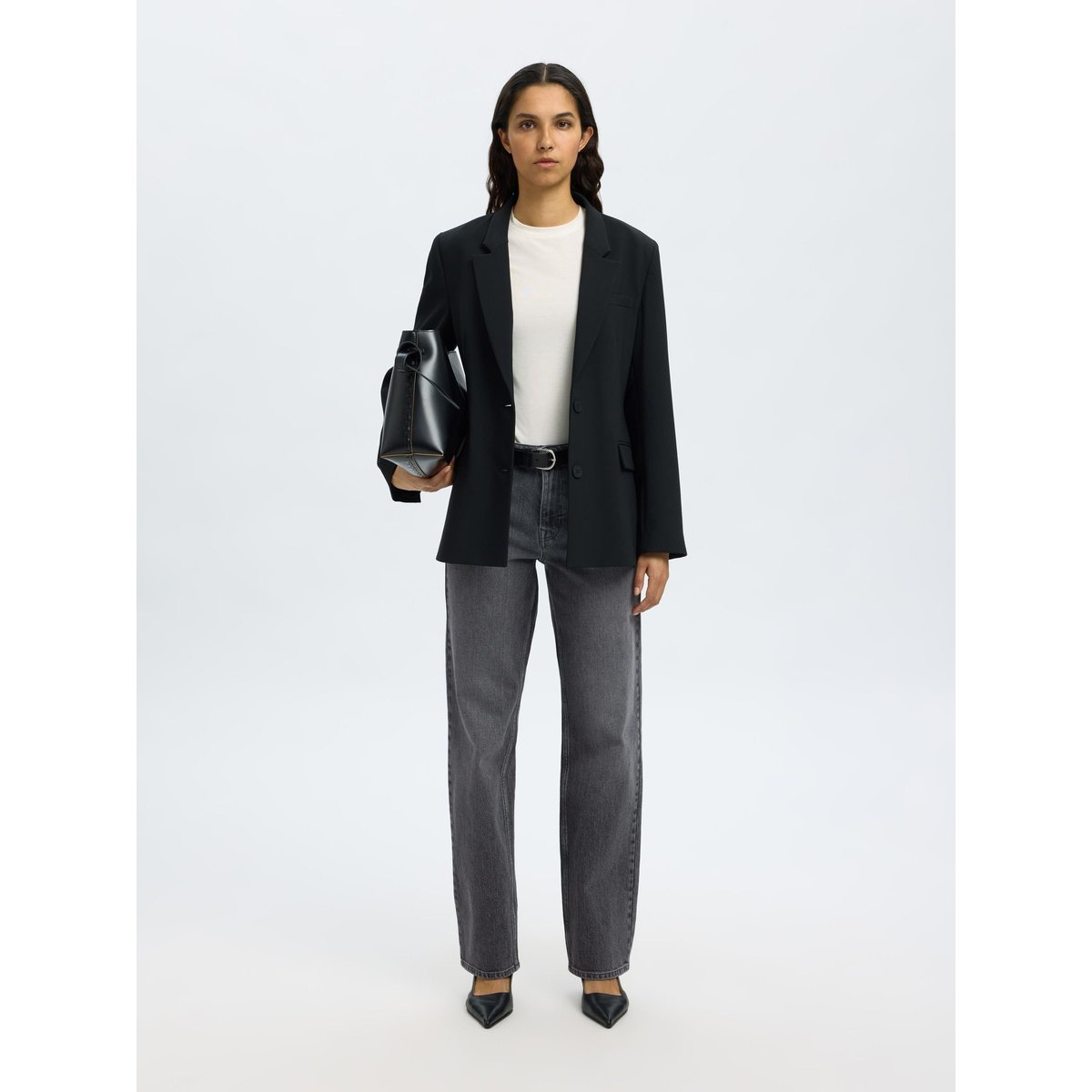 Jean Droit medium grey denim, SELECTED