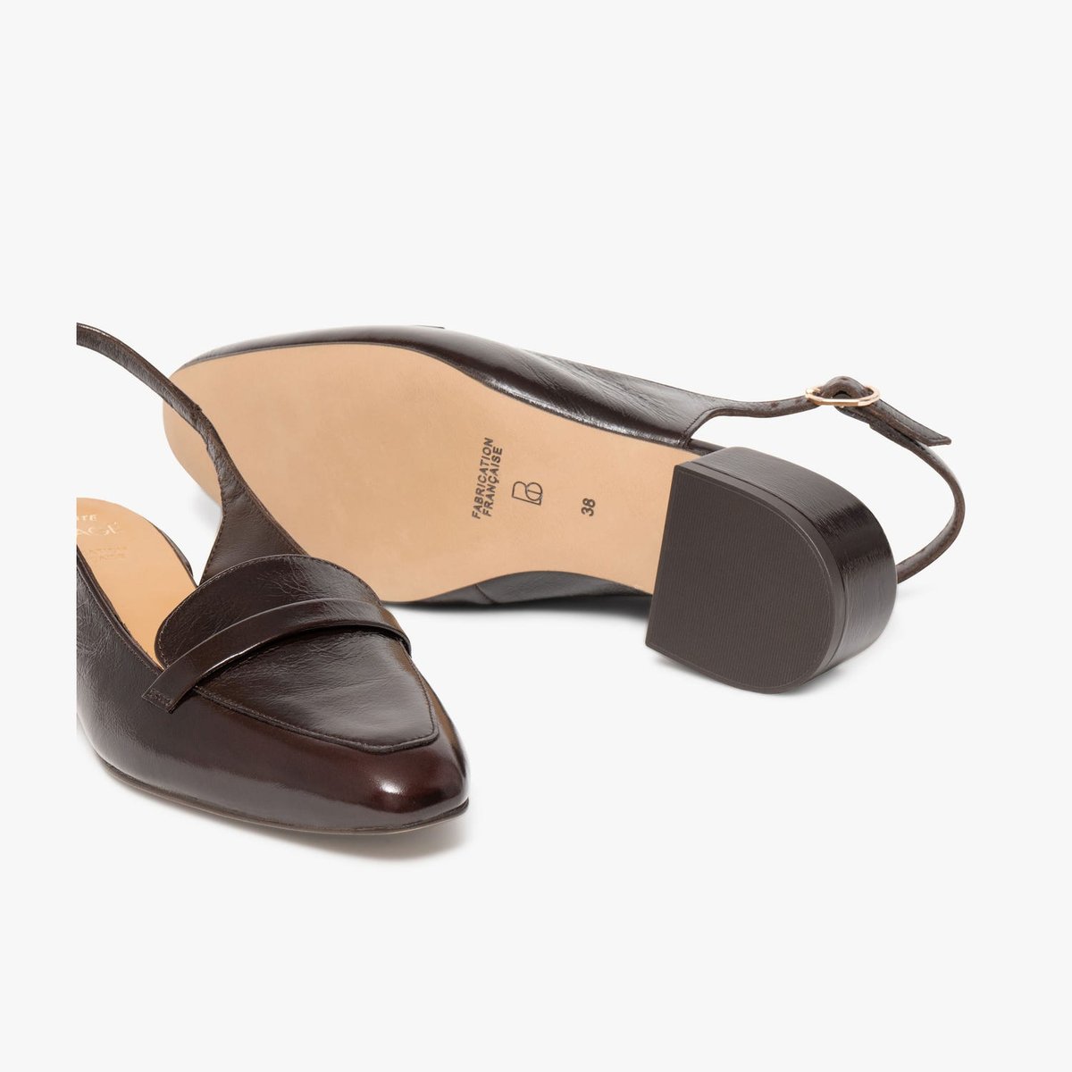 Ballerine en cuir BETSY marron marron fonce, BOCAGE