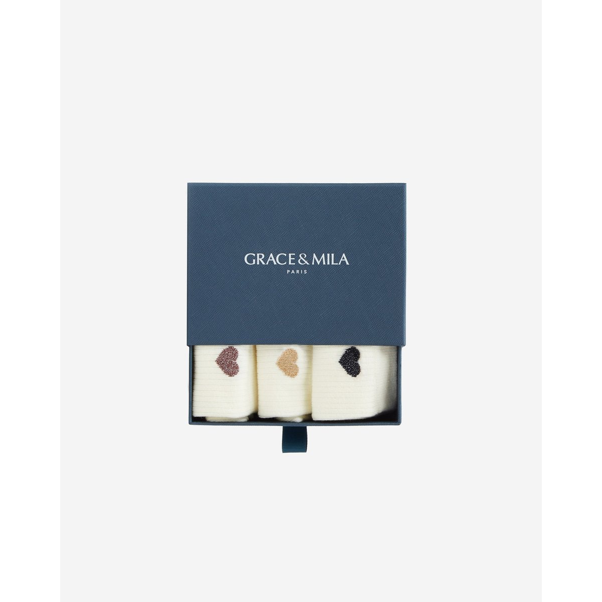 Chaussettes cœurs en fil textile multico Asteria multico, GRACE & MILA