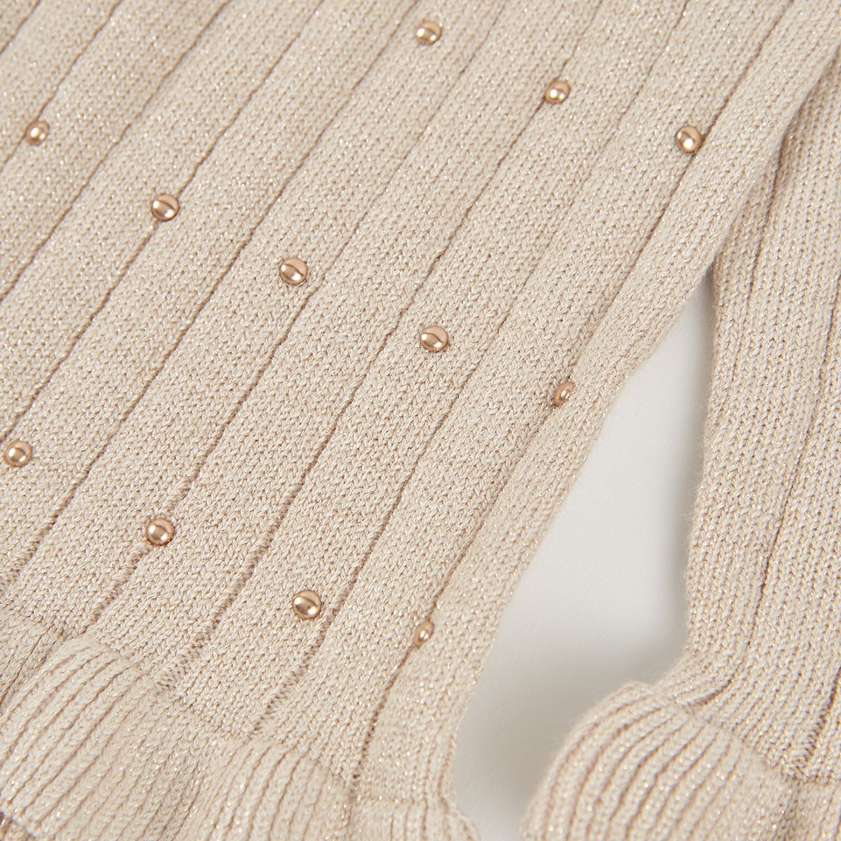 Pull fille avec strass beige, BOBOLI