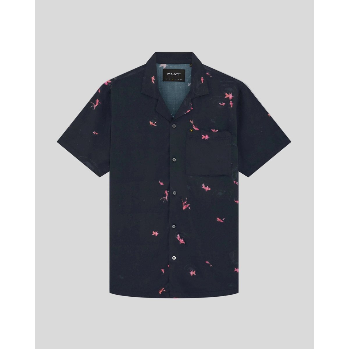 Chemise resort poisson rouge graphique bleu foncé marine/ vif rose, LYLE & SCOTT