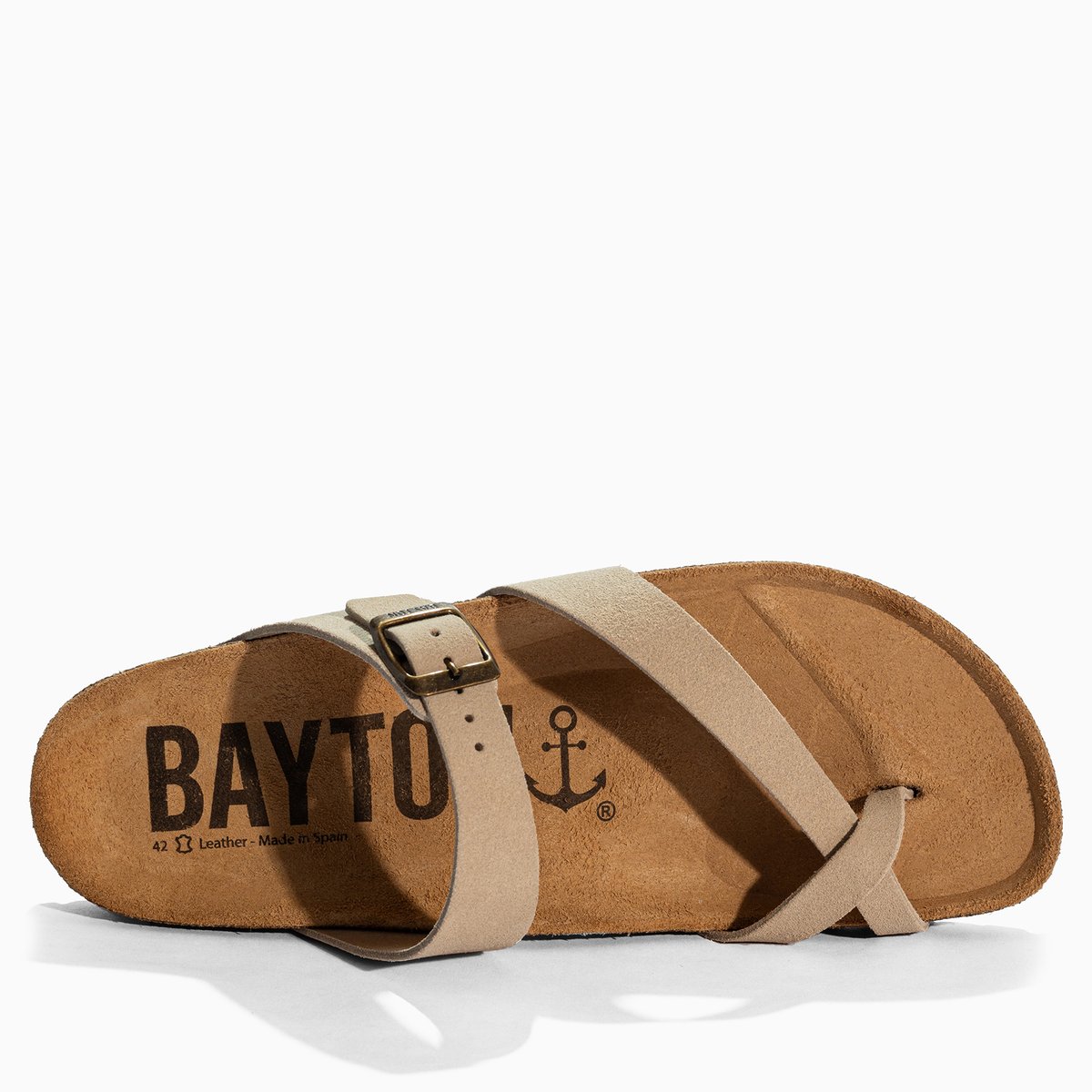 Tongs en cuir suédé DIANE beige, BAYTON