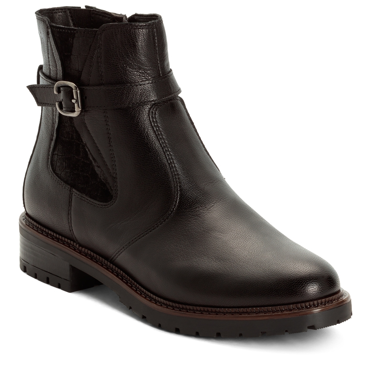 Bottine Chelsea en cuir noir, TAMARIS