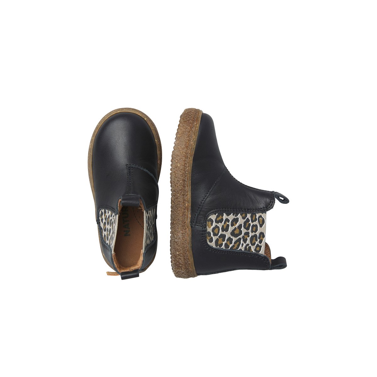 Chaussures premiers pas en cuir FIGUS noir-marron, NATURINO