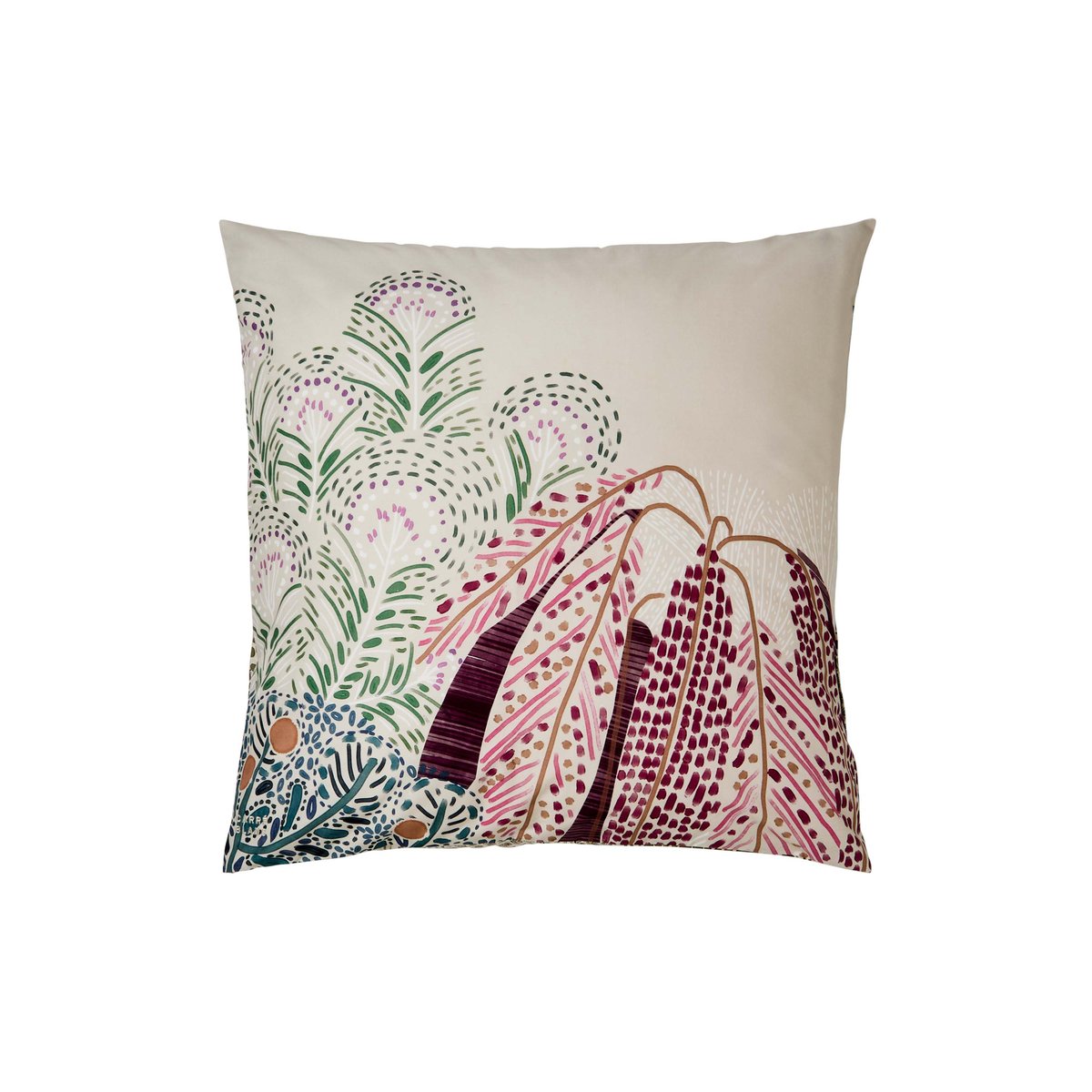 Taie d'oreiller carré ORANGERIE imprimé, CARRE BLANC