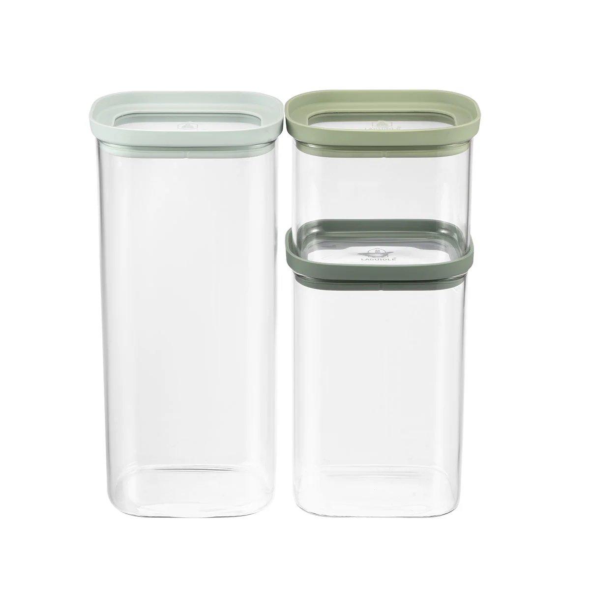 Lot de 3 bocaux en verre (600, 1300, 2000 ml) - Pure vert, LAGUIOLE CUISSON