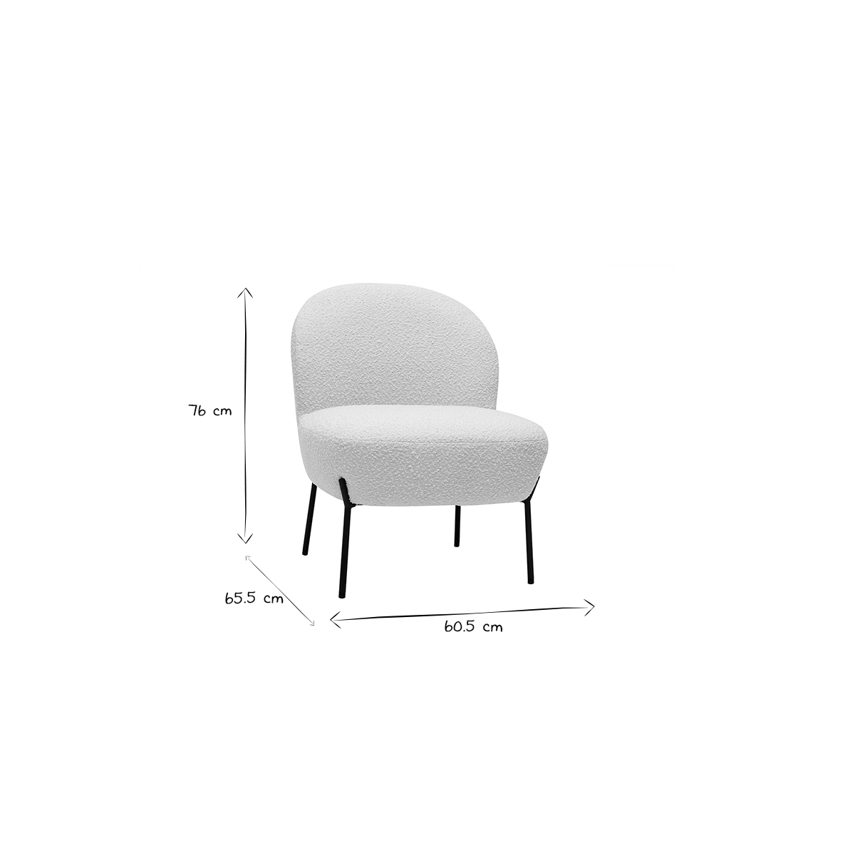 Fauteuil design pieds métal noir BELEY blanc, MILIBOO