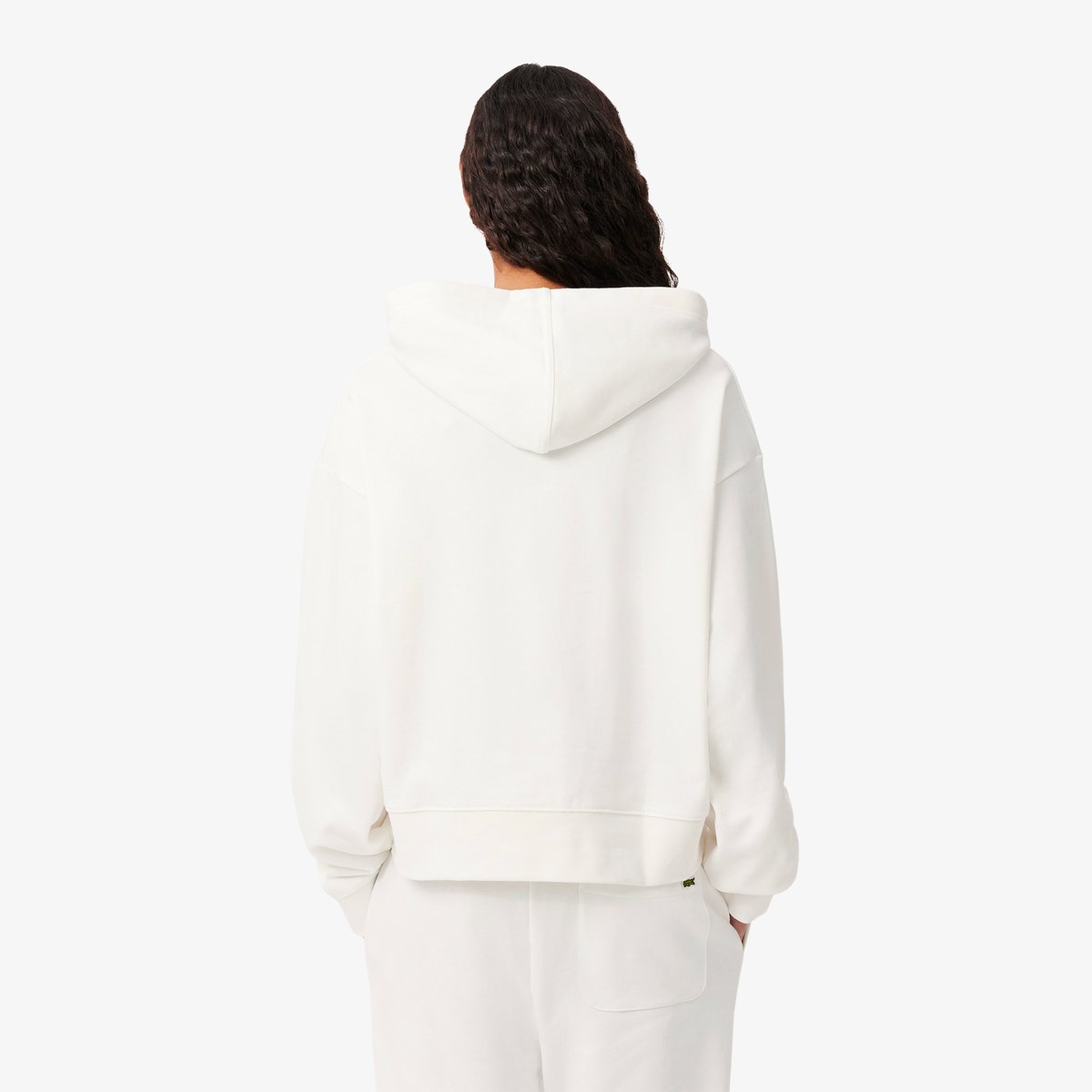 Sweatshirt à capuche molleton siglé blanc-70v, LACOSTE